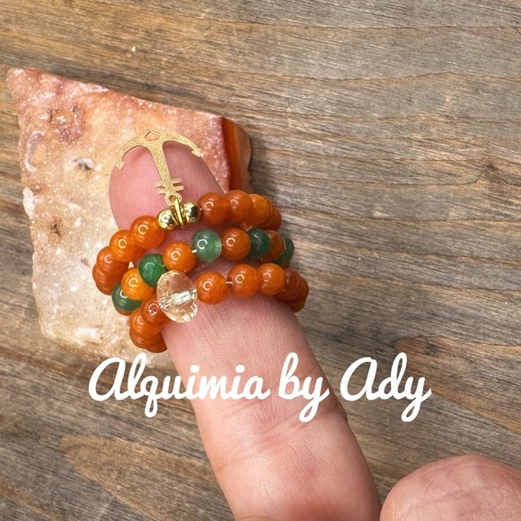 Fall vibes Carnelian beaded dainty ring band bohemian colorful - Picture 4 of 7